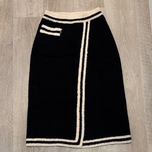 Black Pencil Skirt with Ivory Trim - Women